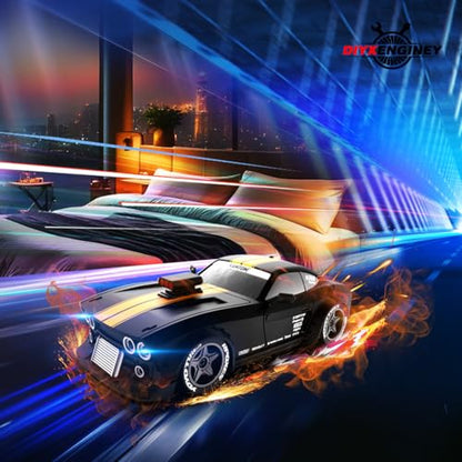 KM3299 RC Drift Car with Gyro Stabilization and LED Lights | 1:32 Scale High-Speed 4WD Mini Electric Remote Control Drift Vehicle, 30 km/h, RC Vehicle Gift for Adult - color: Black