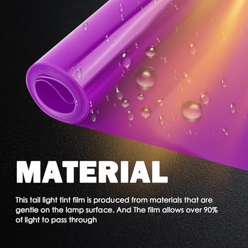12×47" Car Headlight Tint Film,Self Adhesive Taillight Tint Film for Headlights/Fog Lights/Tail Lights,Waterproof Non-Marking Tail Light Tints Films Kit with Squeegee & Cutter (Purple) - color: Purple