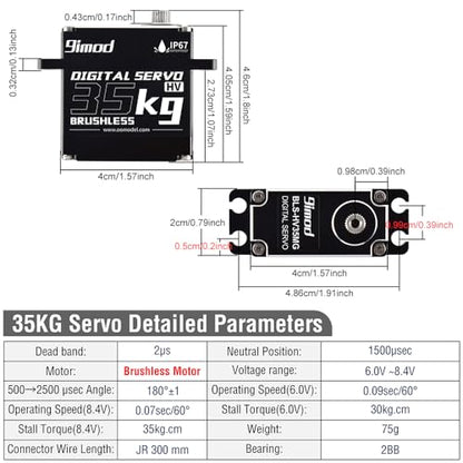 Waterproof 35KG High Torque RC Steering Servo Motor, Powerful & Fast Full Metal Gear Digital High Speed arduino servo for 1/8 1/10 1/12 RC Cars, Crawler, Truck, Buggy, Robotic, Control Angle 180° - size: 35kg 180°