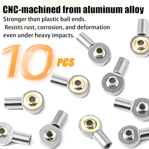 10PCS M2.5 Tie Rod End Ball Joint Aluminum Ball Head Holder Steering Linkage 13mm Upgrade Parts Compatible with HSP Tamiya Mini 4WD, RC Truck Crawler Car/Robot/Boat/Airplane Models, Sliver - color: Sliver