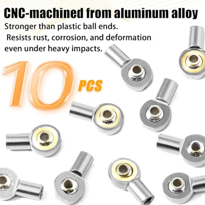 10PCS M2.5 Tie Rod End Ball Joint Aluminum Ball Head Holder Steering Linkage 13mm Upgrade Parts Compatible with HSP Tamiya Mini 4WD, RC Truck Crawler Car/Robot/Boat/Airplane Models, Sliver - color: Sliver