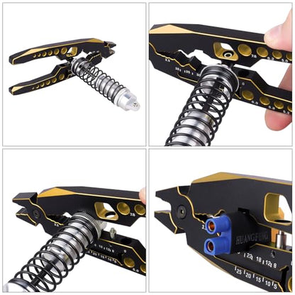 Aluminum Alloy RC Shock Absorber Pliers RC Crawler Shocks Multifunction Pliers RC Rod Ends Disassemble Tools for Traxxas Arrma Axial Losi Redcat Racing Cars Trucks (Black&Gold)