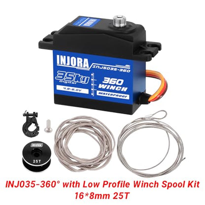 INJORA 35KG Servo with 360° 23T Winch Spool for SCX10 PRO, 19mm*11mm - size: 19mm*11mm
