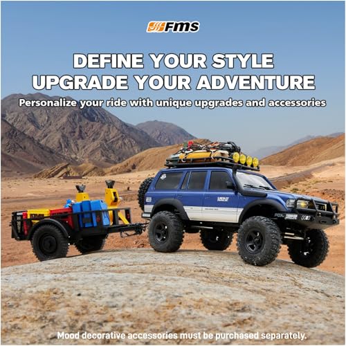 FMS 1/18 FCX18S Toyota Land Cruiser LC80 S Officially Licensed RC Crawler, 4WD RC Rock Truck, 2.4Ghz with 900mAh Battery&LED Lights, Hobby Grade Off-Road RC truck, Remote Control Car for Adults Yellow - color: Yellow