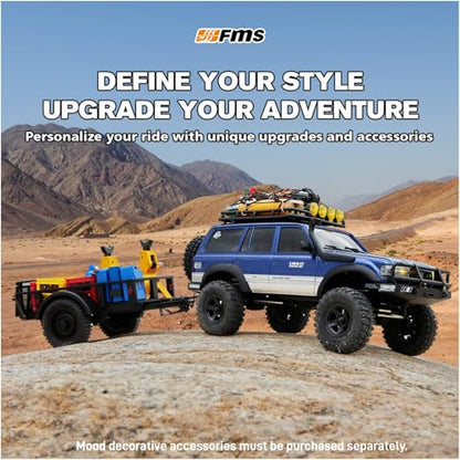 FMS 1/18 FCX18S Toyota Land Cruiser LC80 S Officially Licensed RC Crawler, 4WD RC Rock Truck, 2.4Ghz with 900mAh Battery&LED Lights, Hobby Grade Off-Road RC truck, Remote Control Car for Adults Yellow - color: Yellow