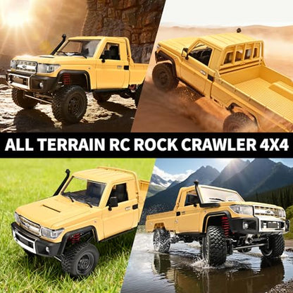 RZAPE RC Rock Crawler MN-82 1/12 RC Crawler Off-Road RC Truck 4x4 (Yellow | Diecast Car With 2.4GHz Remote Control 280 Brushed Motor All Terrain Truck RTR Proportional Throttle Steering - color: Yellow