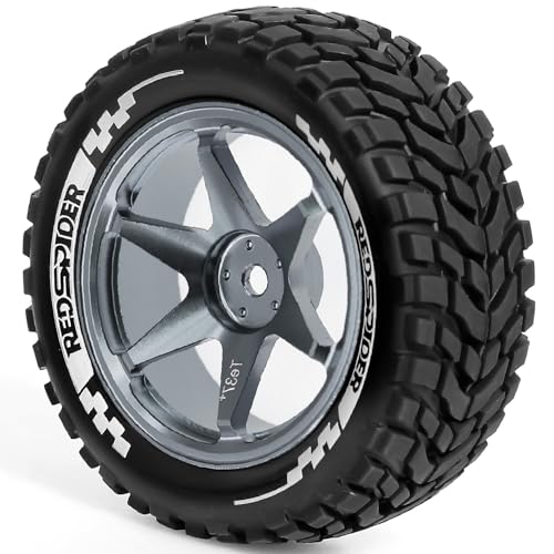 REDSPIDER Aluminum Alloy 1/10 On-Road Rally Wheel Tires 2.95" OD 12mm Hex for 1/10 Tamiya TT01 TT02 XV02 XV01 WLtoys HSP Kyosho WR8 RedCat Sakura HPI (Titanium) - color: Titanium