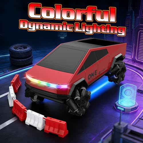 Gesture Sensing RC Drift Car, RC Stunt Car 360°Rotating Drifting RC Cars 1/28 4WD Drift RC Stunt Cars with Colorful Light 2.4GHz Remote Control Truck Gifts Toy for Kids Boys 8-12 - color: Red