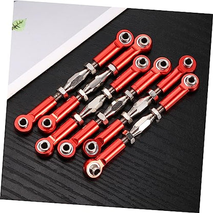 6pcs Adjustable Turnbuckle Rods for Rc Cars Metal Material CNC Machined for Scale Rc Vehicle Upgrades - color: Red