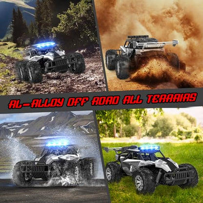 BLUEJAY Remote Control Car, 2.4GHz High Speed 33KM/H RC Cars Toys | 1:12 Monster RC Truck Off Road with LED Headlight and Rechargeable Battery Gifts for Adults Boys 8-12 - color: Metal Silver
