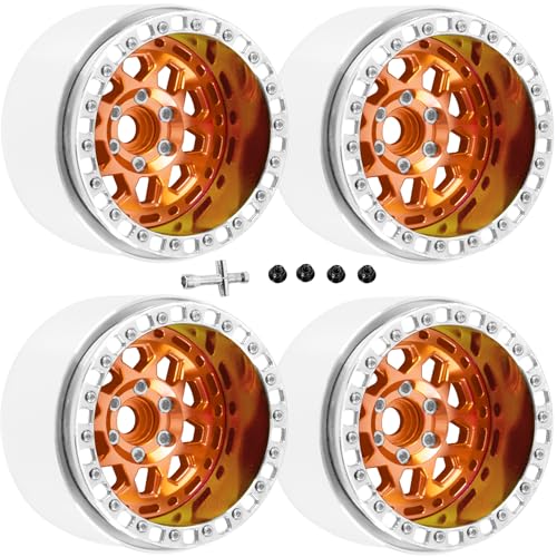 RC Alloy 2.2 Beadlock Wheels for 1/10 SCX10 Capra AMG 6x6 TRX4 Red cat Gen8 Everest Gen7 Pro RC Crawler,Alunium 2.2 Beadlock rc Wheels 2.2 Beadlock Rims,4pcs,Orange - color: Orange(4pcs)