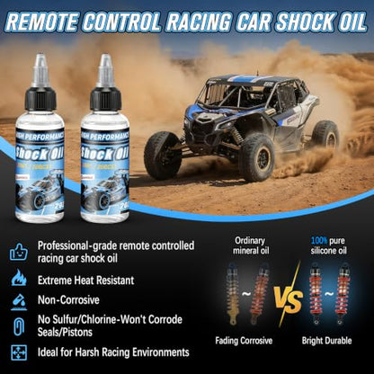 2 Bottles Racing Silicone Shock Oil 20WT 200CST | RC Car Shock Oil for Lubricating R/C Radio Controlled Cars and All Types of Vehicles, RC Shock Oil, Does Not Evaporate