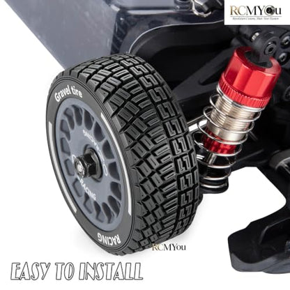 RC Highway Wheels and Tires Set w/Plastic Wheels Rim for 1/14 M-J-X14301 14302 14303 14304 RC Car,RC Tire Highway Tires Soft Tire,(4PCS) RC Vehicle Wheel,Scale On/Off Road Wheel,Titanium - color: Titanium(rc Wheels Tires)