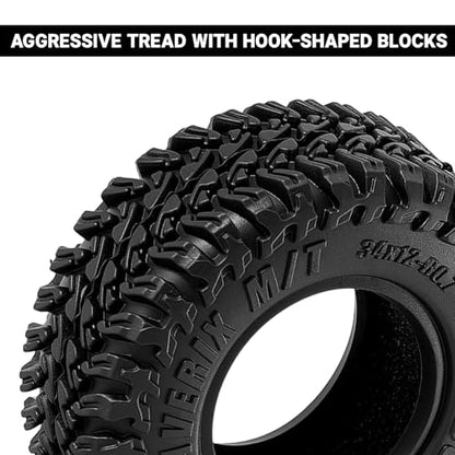 INJORA 34 * 12mm 0.7" MAVERIX M/T Tires for Axial SCX30 Upgrade, T7025