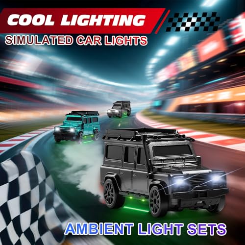 1/64 Scale Desktop Drift RC Car,Mini RC Sports Car 2.4Ghz with Gyro Mini Drift Racing Remote Contrl Cars Model Toys Hobby Gift for Adults and Kid Children's (SUV-Black) - color: Suv-black