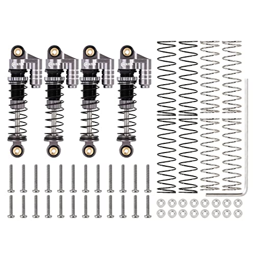 INJORA 39mm Shocks- Aluminum Threaded Adjustable Oil Filled Damper for SCX24 Gladiator C10 JLU Deadbolt B17 Axial 1/24 RC Crawler Car Upgrade Parts(Grey) - color: Grey