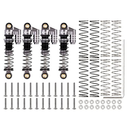 INJORA 39mm Shocks- Aluminum Threaded Adjustable Oil Filled Damper for SCX24 Gladiator C10 JLU Deadbolt B17 Axial 1/24 RC Crawler Car Upgrade Parts(Grey) - color: Grey