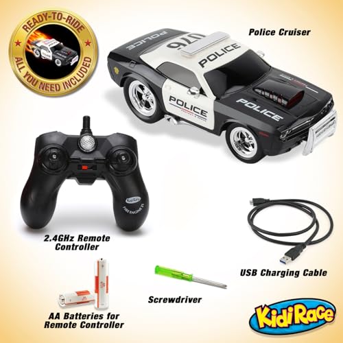 Rechargeable Remote Control Police Car, Lights & Siren, Kids 3-12 | Hobby RC Car, Birthday Gift Ideas for Boys & Girls Ages 3-12
