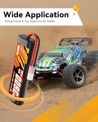 Hilldow 7.2V NiMH RC Battery 3600mAh High Power Car Battery with TMY Connector for RC Car Truck Truggy Hobby Models(2 Packs)