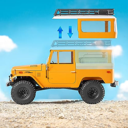 BEEZRC FMS 1/10 RC Crawler FJ40 Toyota Licensed 4WD 2.4G Model Car Hobby 4x4 Rock Crawler Offroad Truck Remote Control Car with Transmitter for Adults (Yellow) FMS11035RSYL - color: Yellow