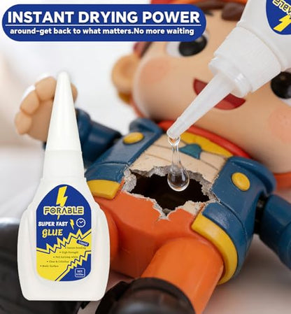 Super Glue for Plastic Fast Setting Strong Plastic Model Glue for Miniature, Car, Model, Toys, 3D Prints, DIY Crafts, Metal 0.35 oz* 2 Pack - size: 0.35 oz*2 Pack