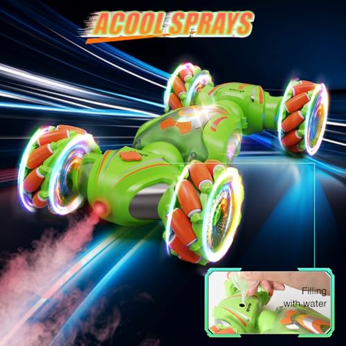 Nicella Remote Control Car, RC Cars for Boys, Gesture Stunt with Light & Music, 4WD, 360° Rotating, 2.4Ghz Remote Control Car Toys, Birthday Gift for Kids Age 6+ (Green) - color: Green