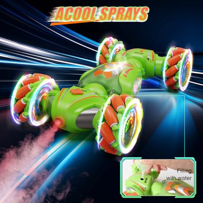 Nicella Remote Control Car, RC Cars for Boys, Gesture Stunt with Light & Music, 4WD, 360° Rotating, 2.4Ghz Remote Control Car Toys, Birthday Gift for Kids Age 6+ (Green) - color: Green
