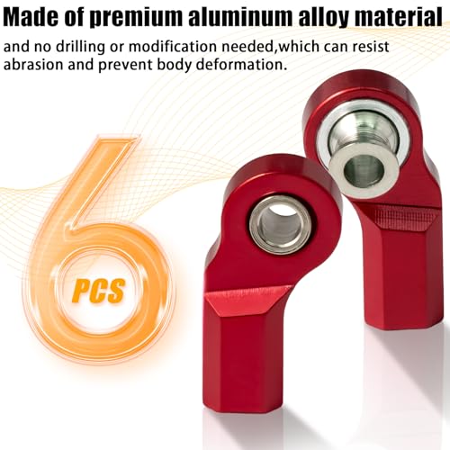 6PCS M3 Tie Rod End Joint Bend Ball Head Holder Linkage Aluminum 4.8mm Ball Cup Compatible with 1/10 Axial SCX10, Traxxas TRX-4, Tamiya CC01, Redcat Gen7, HSP RC Crawler/Trucks (Red) - color: Red