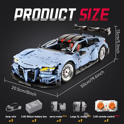 Remote Control Car Building Kit, 1:10 M4 Champion Racing Car Building Block | with Motors Light Rechargeable Battery-2280 PCS,Challenge Construction Toy Gift for Technical Enthusiasts Adults Boys Age 14+ - style: Dynamic Version-motors included