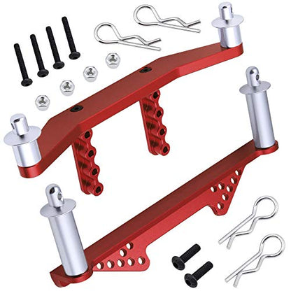 Hobbypark Aluminum Front & Rear Body Mounts with Body Posts Upgrade Parts for 1/10 Traxxas Slash 2WD Rustler Stampede VXL (Red) - color: Red