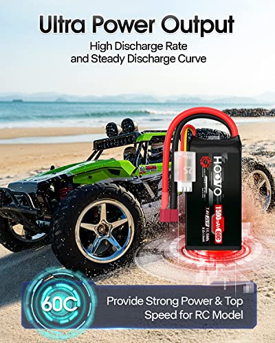 HOOVO 2S 7.4V 1500mAh 60C RC Lipo Battery Pack with T Connector 2 Packs | Softcase, for RC Boat Truck RC Helicopter Airplane Quadcopter UAV Drone FPV Racing Hobby Models