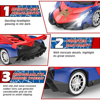 Growsland Remote Control Car for Kids, RC Cars for Boys Kids 1:18 Electric Vehicle Toy Car Hobby Racing Car Toys with Lights & Controller, Birthday Gift for 3 4 5 6 7 8 9 Year Old Boys Girls - color: Red
