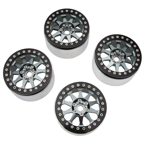 MEUS RACING 2.2 Beadlock Wheels Rims Deep-Dish Wheel for Axial SCX10 Traxxas TRX4 Vanquish VS4-10 Redcat Gen8 1/10 RC Crawler Upgrades (Titanium) - color: Titanium