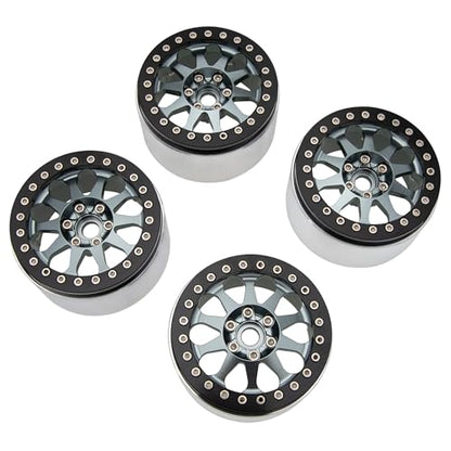 MEUS RACING 2.2 Beadlock Wheels Rims Deep-Dish Wheel for Axial SCX10 Traxxas TRX4 Vanquish VS4-10 Redcat Gen8 1/10 RC Crawler Upgrades (Titanium) - color: Titanium