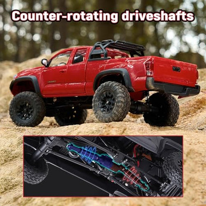 BEEZRC FMS 1/24 RC Crawler FCX24M Tacoma Toyota Official Licensed ABS Hard Body 4WD Off-Road RC Rock Truck,2-Speed Transmission, Hobby Grade Remote Control Car for Adults RTR Blue - color: Blue