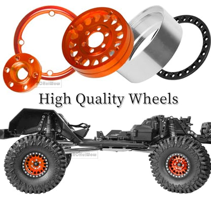 1.9in Beadlock for 1/10 SCX10 SCX10 II 90046 SCX10 III TRX-4 D90,Alloy Aluminum Heavy Duty 1.9in rc Beadlock 1.9in Beadlock Rims,4pcs,Orange - color: Orange(4pcs)
