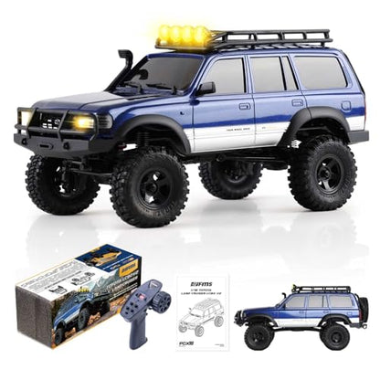 FMS FCX18S 1/18 Land Cruiser 80 Toyota RC Rock Crawler RTR 4x4 Off-Road Waterproof Hobby Grade RC Trucks All Terrains for Adults and Beginner(Blue) - color: Blue