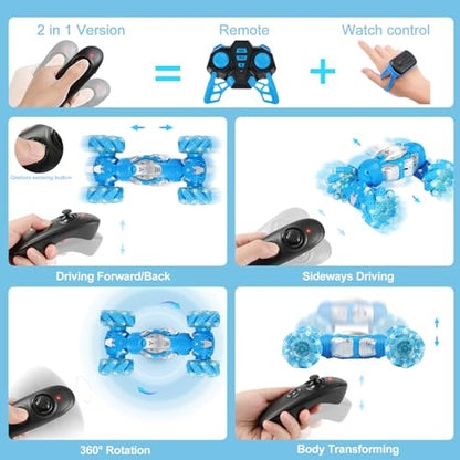 Remote Control RC Cars for Boys, Gesture Sensing RC Stunt Car 6 7 8-12 9 10 11 Year Old Kids Gifts, 4WD Off Road Double Sided Drift Truck, Best Birthday Gift - color: Single Remote Control Stunt Car