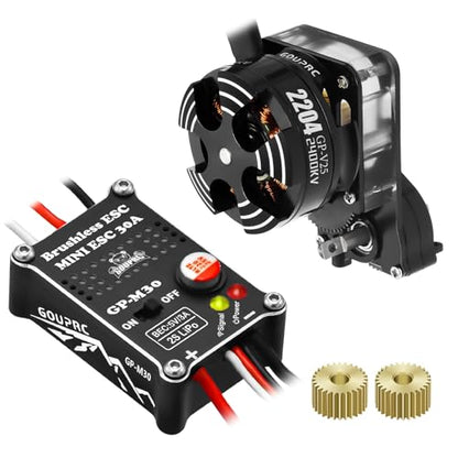 GOUPRC Upgarde 30A Brushless Esc & 2204 2400KV Brushless Outrunner Motor with Transmission for SCX24 RC Crawler Axial 1/24 RC Car Truck Black - style: 30A ESC & Clean Transmission Motor