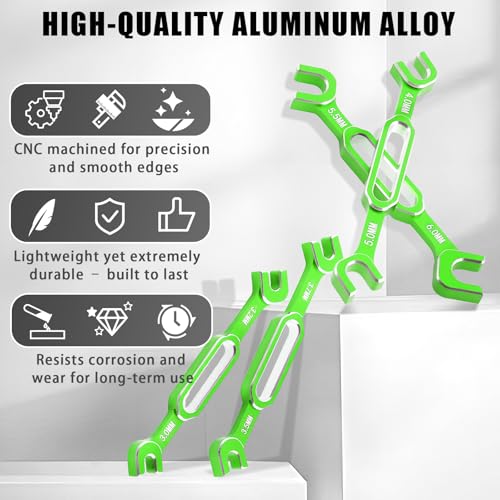 4PCS RC Wrench 3.0/3.2/3.5/3.7/4.0/5.0/5.5/6.0mm Turnbuckle Nut Ball Joint Remover Aluminum Alloy RC Car Repair Tool For RC Crawler Monster Truck Off Road Car Drone Boat Upgrade Parts, Green - color: Green