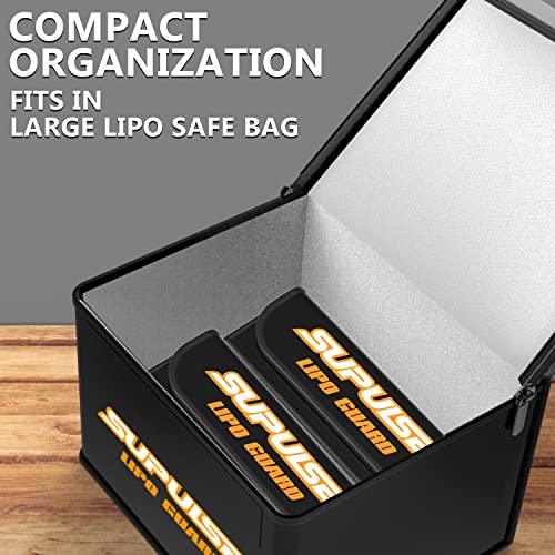 LiPo Battery Bag, 2 Pack, Fireproof & Explosionproof Storage | Heat-Resistant Fiberglass Case for LiPo Batteries Charging, Transport (7.28 x 2.95 x 2.36 inches) - size: small