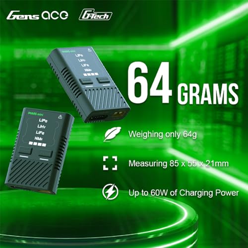 Gens ace Imars Mini G-Tech 60W Lipo Battery Charger - Eco Friendly Version(Not Include The USB-C Power Adapter)