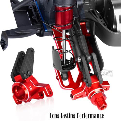 RC Aluminum Suspension Arms Set&Hubs Caster Blocks&Front Steering Block Knuckles&Rear Hubs Upgrades Parts for 1/10 Kraton/Outcast V2 4S BLX,Front Rear Suspension Arms Hops Up,Red - color: Red(for 1/10)