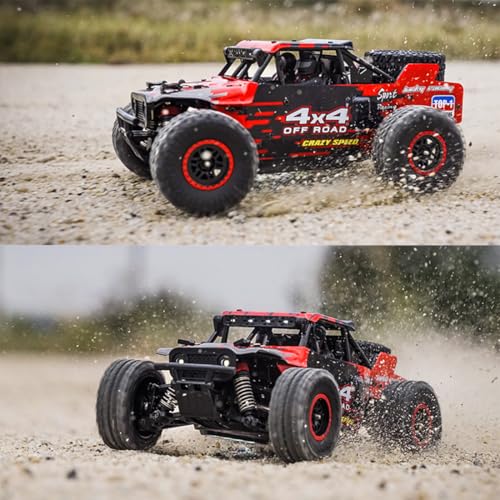 1/20 Brushless 4X4 RC Rock Crawlers for Adults, SG202-MAX Off-Road Remote Control Monster Truck with LED Lights & Metal Chassis, All Terrain High Speed RC Car Gift - color: Red, size: Brushless Version