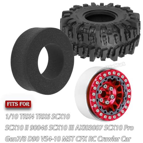 RC 1.9 Beadlock Wheels and Tires for 1/10 TRX4 TRX6 SCX10 SCX10 II 90046 SCX10 III AXI03007 SCX10 Pro Gen7/8 D90 VS4-10 MST CFX RC Crawler Car,4PCS Beadlock Rims 1.9 Wheel Tires,Red - color: Red - (1.9 Beadlock Wheels)