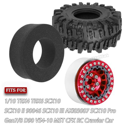 RC 1.9 Beadlock Wheels and Tires for 1/10 TRX4 TRX6 SCX10 SCX10 II 90046 SCX10 III AXI03007 SCX10 Pro Gen7/8 D90 VS4-10 MST CFX RC Crawler Car,4PCS Beadlock Rims 1.9 Wheel Tires,Red - color: Red - (1.9 Beadlock Wheels)