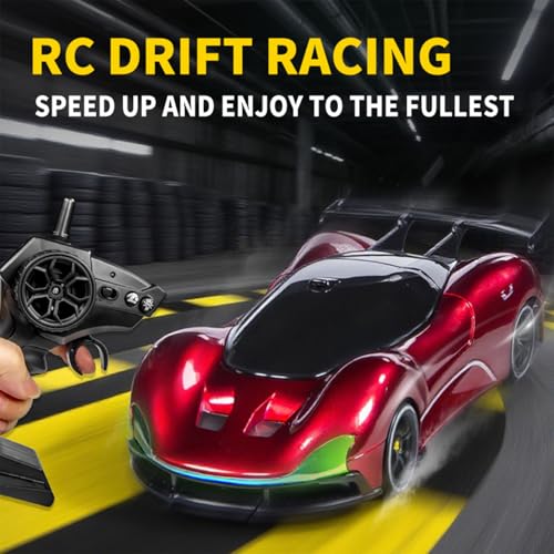 1:20 Scale Remote Control Drift Car 4WD 2.4GHz Racing Sport Toy RC Car with LED Lights, Racing and Drift Wheels (Orange) - color: Orange