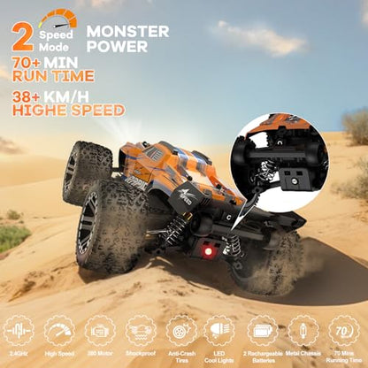 Nikuku Remote Control Car, High Speed All Terrain Off Road Fast RC Cars with 2.4 GHz,1:20 Scale Max 38 KPH 4WD Electric RC Truck Toys, Christmas Birthday Gifts for Adults & Teen Boys | 1:20 Scale Electric RC Truck Toy with 2.4GHz, 38 KPH, Christmas Birthd