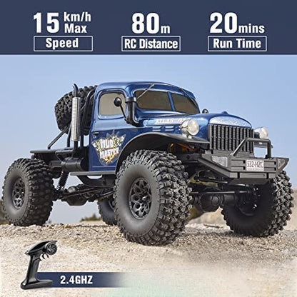 BEEZRC RocHobby 1/10 Atlas RC Crawler, 4WD with Lighting, 2.4GHz RC Rock Truck, Off Road Hobby Grade, Remote Control Car for Adults, Need to Complete with Battery (Blue) - color: Blue