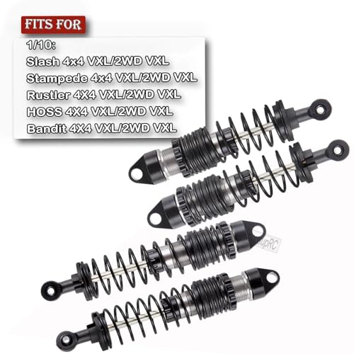 Full Aluminum Big Bore RC Shocks Absorber Damper Upgrades Part for 1/10 Slash/Stampede/Rustler/Bandit VXL 4X4 2WD,Front Rear Assembled Full Metal Shocks,4PCS Titanium - color: Titanium/4pcs